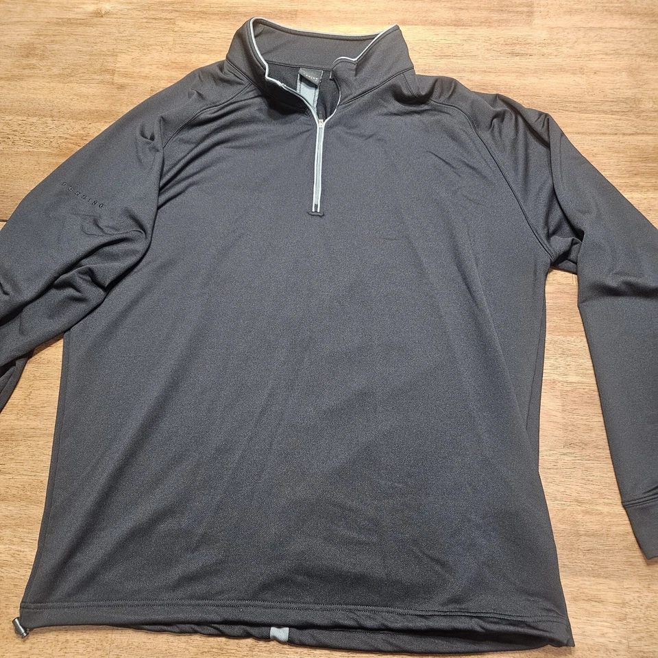 Пуловер для гольфа Dunning 1/4 на молнии с длинным рукавом черный полиэстер легкий мужской XXL - Изображение 1 из 4