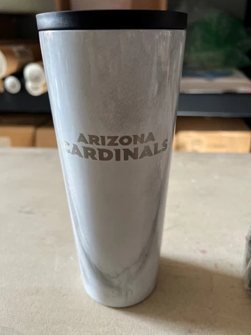 Arizona Cardinals 24oz Travel Tumbler cup w/ silver Emblem, lid, and straw NEW Cover