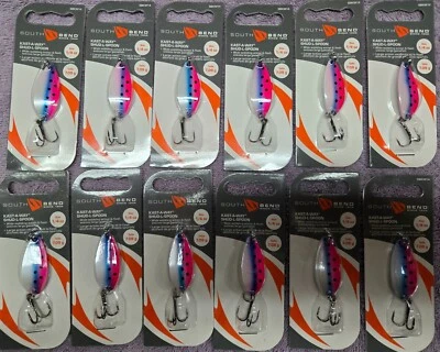 Pacote com 12 colheres South Bend Kast A Way Shud-L 1/4 oz truta arco-íris SBKM14-RBT, NOVO - Imagem 1 de 3