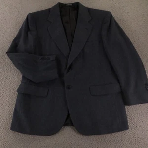VTG Tweed Jacket XL Blue Marled Herringbone Polyester Wool Silk 42S - Picture 1 of 16