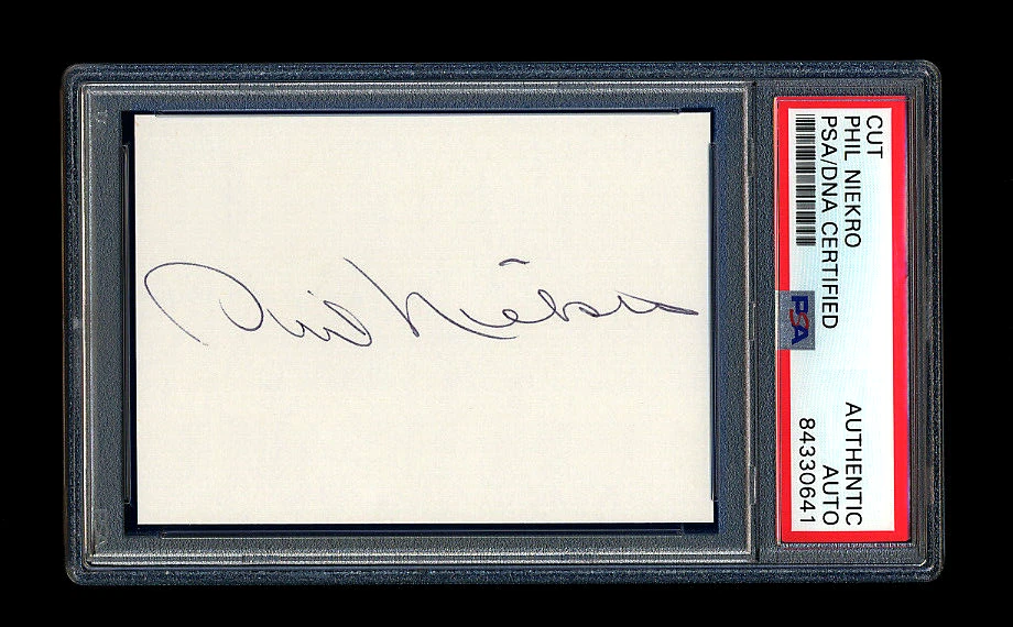 PHIL NIEKRO SIGNED MINT CUT PSA/DNA AUTOGRAPHED ATLANTA BRAVES HALL OF FAME - Image 1 of 1