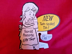 VINTAGE 1960s NEW TWIN SEALED EFFEL TOWER DRINK, CARDBOARD SIGN...IDEAL PROP - Picture 1 of 3