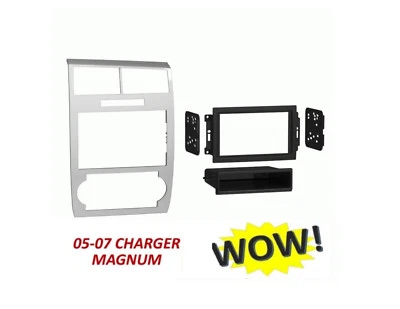 05 06 07 DODGE ЗАРЯДНОЕ УСТРОЙСТВО MAGNUM ДВОЙНОЙ ДИН АВТОМОБИЛЬНЫЙ СТЕРЕО ПРИБОРНОЙ ПАНЕЛИ НАБОР, СЕРЕБРИСТАЯ ОТДЕЛКА - Изображение 1 из 4