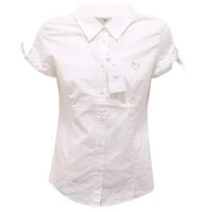 0969T camicia bimba ARMANI JUNIOR cotone bianco manica corta shirt kid - Picture 1 of 4