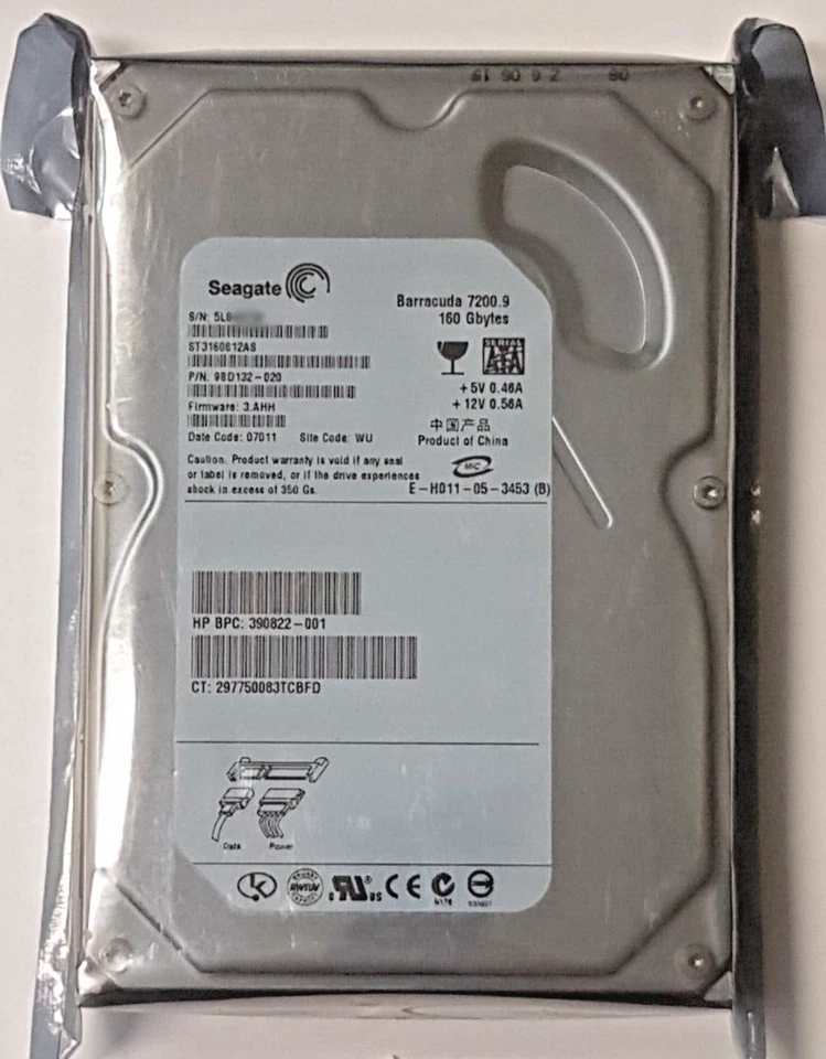 160 GB SATA Seagate barracuda 7200.9 ST3160812AS 8MB HDD 3.5 " Hard Drive New - Image 1 of 1