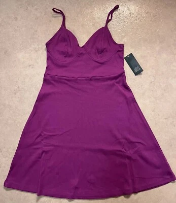 NUEVO CON ETIQUETAS ✅ Vestido patinador Wild Fable para mujer tejido acanalado sin mangas mediano ✅ púrpura Foto 1 de 4