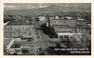 Medford OR East Main Street Aerial View Gas Station Downtown Postcard - Picture 1 of 2