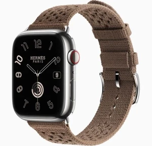 hermes apple watch seria 9 srebrny stal nierdzewna 45mm doskonały stan a+ - Zdjęcie 1 z 3