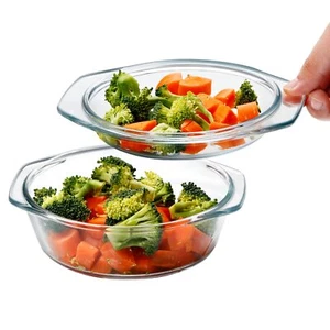 Small Round Glass Casserole Dish With Lid 0.65 L Mini Glass Bowl With Glass Lid - Picture 1 of 7