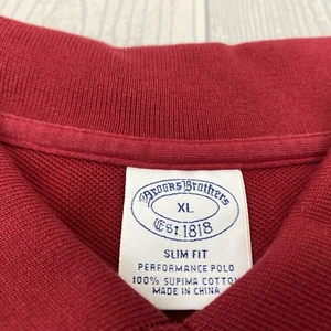 Brooks Brothers XL SLIM L/S polo rugby shirt Golden Fleece 1818 red pima Logo - Picture 1 of 6