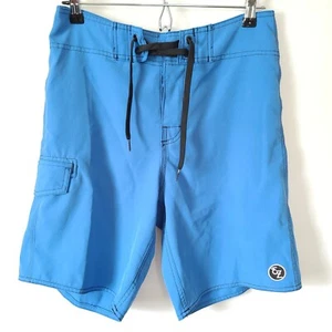 EZEKIEL Mens Tie Waist Swim Board Shorts Sz 28 Blue Logo Pocket - Picture 1 of 8