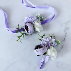 Hochzeit Handgelenk Korsage & Boutonniere künstliche Rose - Bild 1 von 3