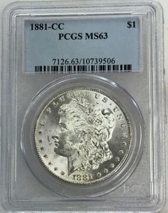 1881-CC $1 MORGAN DOLLAR - PCGS MS-63, WHITE & CHOICE & CARSON CITY! - Picture 1 of 3