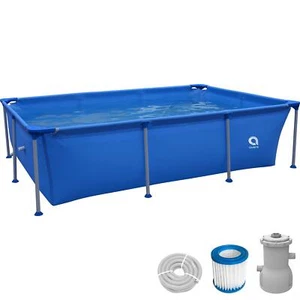 Pool Komplettset Gartenpool Aufstellpool Kinder Pumpe Schwimmbad 258 x179 x66cm - Bild 1 von 9