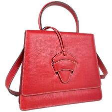 LOEWE Barcelona Leather Suede Red 2WAY Handbag Authentic
