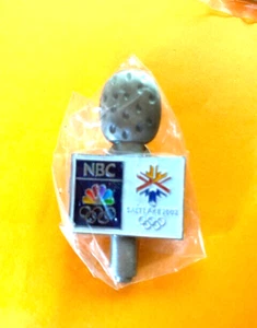 SALT LAKE CITY OLYMPICS PIN NBC MEDIA MICROPHONE 3D PEWTER ENAMEL NEW - Picture 1 of 1