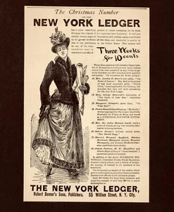 1891 New York Ledger Advertisement Victorian Woman Dress Antique Print AD - Picture 1 of 2