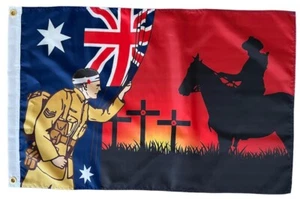 Lest We Forget Flag Australian War Horse Flag 90x60cm ANZAC Day Remembrance © - Picture 1 of 4