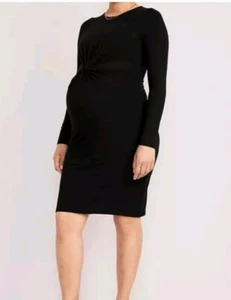 Maternity Long-Sleeve Twist-Front Bodycon Dress - Picture 1 of 2