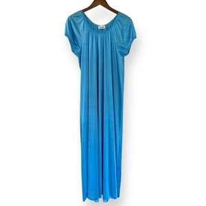 NWT Vintage Vanity Fair Size S Nylon Long Nightgown Lace Trim Blue Diamond 1971 - Picture 1 of 10