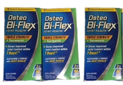 3 CAJAS Osteo Bi Flex Triple Fuerza + Glucosamina Cúrcuma Suplemento Articular 80 Foto 1 de 3