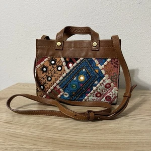 Sam Edelman Bag Mini Cleo Boho Crossbody Double Handle Patchwork Multicolor - Picture 1 of 14