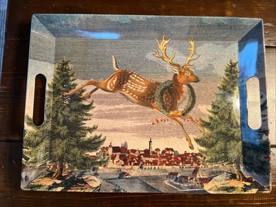 John Derian for Target Reindeer Wintry Town Melamine Handled Serving Tray 2025 - Image 1 of 4