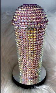 Crystalized Aurora & HOT PINK glass Rhinestoned 20oz Acrylic Domed Tumbler - Picture 1 of 12