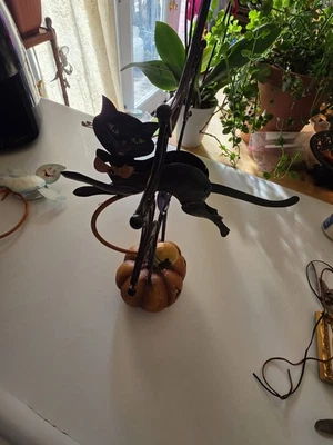 2 Halloween Neiman Marcus Tin Swinging Decorations Black Cat,Ghost Moon FREE Shp - Image 1 of 4