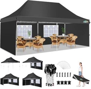 10x20 Pop Up Canopy with 4 Sidewalls, Conical Party Tent 10x20 with 3 Adjusta... - Picture 1 of 9