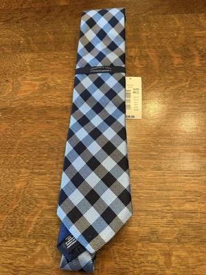 "Corbata delgada azul seda 3"" Roundtree & Yorke marca registrada para hombre" Foto 1 de 4