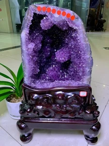 116LB Natural Uruguay Amethyst Geode quartz Crystal flower Mineral Specimen + S - Picture 1 of 6