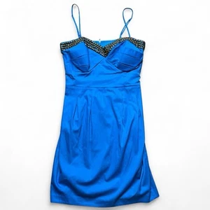 Neu mit Etikett Bisou Bisou Damen-Minikleid blau mit Perlendetails Größe 8 - Bild 1 von 8
