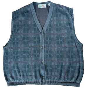 VTG Florence Tricot Cardigan Sweater Vest 2XLT Tall Acrylic Wool Made in Italy - Picture 1 of 5