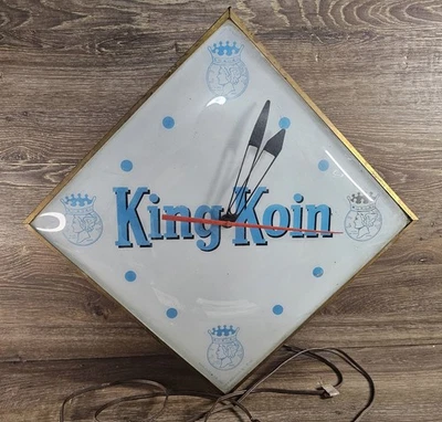 Vintage KING KOIN Clock 1963 Light Up PAM Clock Co. Advertising RARE Glass Front - Image 1 of 4