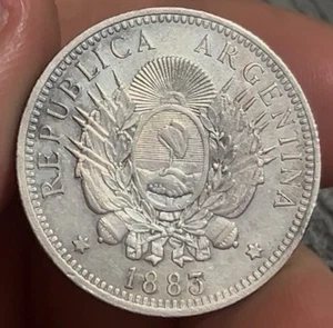 Argentina 50 Centavos 1883 Toned - Picture 1 of 2
