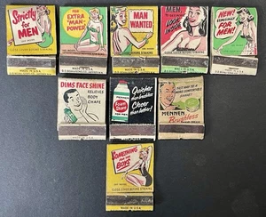 Menge 9 Vintage Mennen Streichholzschachteln, Talkumpuder, Hautarmschienen, sexy Einbände +++ - Bild 1 von 10