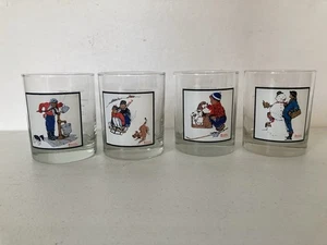 Norman Rockwell 1979 Pepsi Glass Winter Scenes 4” Set Of 4 Arby’s Collector Snow - Picture 1 of 23