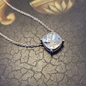 Dana Buchman Large Solitaire Square Crystal Necklace 18-19" max w 3" Extender - Picture 1 of 24
