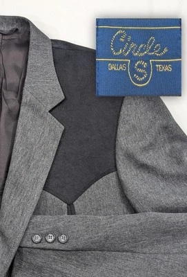 Circle S Western Cut 运动夹克外套聚乙烯混纺 44L 灰色黑色 — 第 1/4 张图片