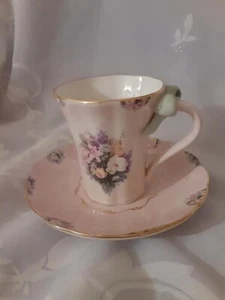 Lena Liu Bradford Garden Treasures Peach Magnolia Floral Teacup and Saucer - Picture 1 of 7