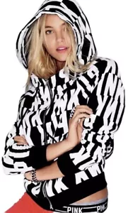 Victoria's Secret PINK Black With Huge White Pink Logo Print Size S - Picture 1 of 4