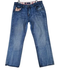 Vtg LRG LR Genes Blue Jeans Mens 38x32.5 Baggy Embroidered 90s Y2K Hip Skate - Picture 1 of 17