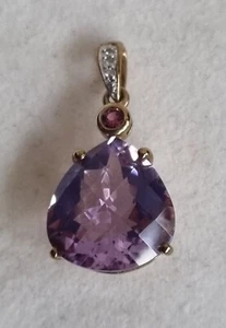 Anhänger Amethyst Tropfen facettiert geschliffen lila Gold 333 NEU! - Bild 1 von 13