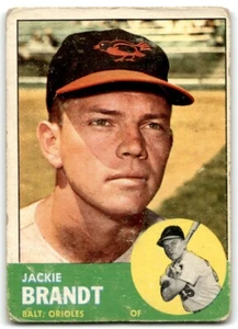 1963 TOPPS JACKIE BRANDT BALTIMORE ORIOLES #65 - Picture 1 of 2
