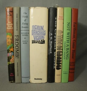 8 Vintage Sci-Fi Hardcover books A Time of Changes The Crystal World Froomb ! - Picture 1 of 3