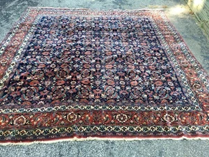 Antique Oriental Rug - India - Wool Hand Knotted-Navy-10’7”x9’10” - Picture 1 of 8