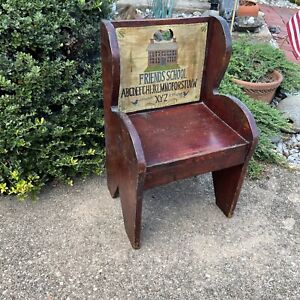 Antique Primitive Handmade Child Doll Chair 13.5x22x11x75d Friend School