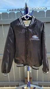 Vintage Hartwell Black Satin Bomber Jacket STAR TREK FEDERATION SCIENCE - Picture 1 of 10