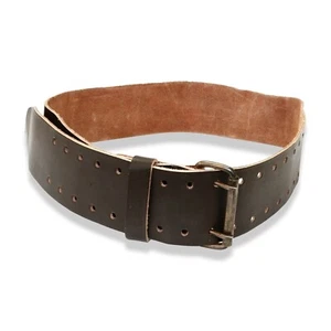 Leder Arbeitsgürtel strapazierfähig 3” breit 52” lang einzelner Riemen 2 Dorn Metallschnalle - Bild 1 von 1